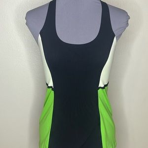 Lululemon Black & Green Color Block Workout Tank Size 4